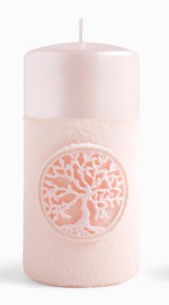 Świeca DRZEWKO SZCZĘŚCIA Walec mały parafinowa 7xh9cm różowa