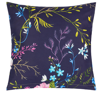 Povláček bavlněný - Květ jabloně tm.modrá, růžová - 40x40 cm