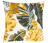 Povláček bavlněný - List palmy zlatá, šedá, bílá - 40x40 cm