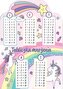 Karta tabliczka mnożenia A5 unicorn tęcza