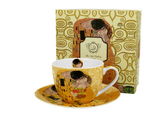 Filiżanka ze spodkiem THE KISS ECRU inspired by Klimt