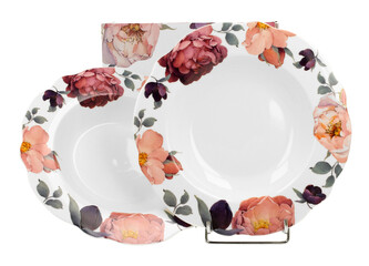 Komplet 2 talerze głębokie SPRING ROSES WHITE