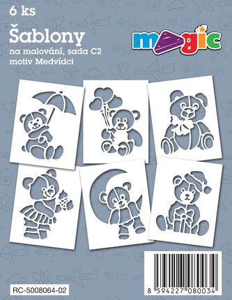 Papírové šablony MAGIC, 11 x 14cm, 6ks, sada C2 - Medvídci