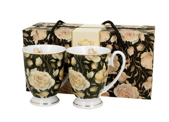 2 kubki royal ENGLISH ROSES BLACK - Golden Line