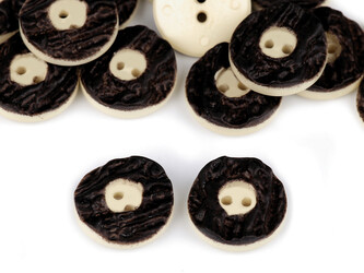 Myslivecký knoflík velikost 32" imitace paroží - 20 ks - 2 (28841) hnědá tmavá