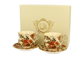 ECRU 2 filiżanki espresso ze spodkami HERBAL ROSES