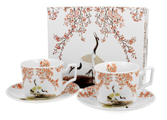 2 filiżanki luxury ze spodkami SAKURA I ŻURAWIE