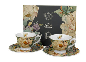 2 filiżanki espresso royal ze spodkami PEONY BLUE