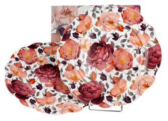 Komplet 2 talerze obiadowe SPRING ROSES WHITE