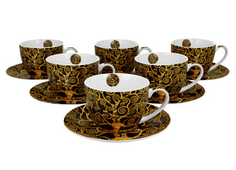 6 filiżanek ze spodkami TREE OF LIFE inspired by Gustav Klimt