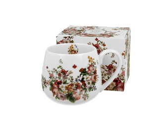 Kubek baryłka VINTAGE FLOWERS WHITE