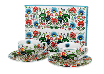 2 filiżanki espresso ze spodkami KOGUTY FOLK