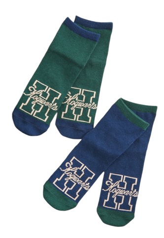 Ponožky dětské kotníkové, 2 ks Hogwarts zelené/modré, Harry Potter Velikost: 27/30