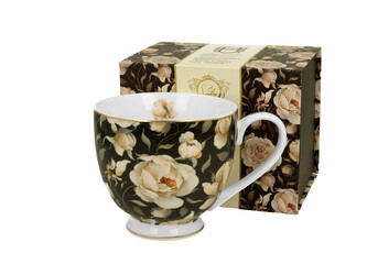 Kubek na stopce ENGLISH ROSES BLACK - Golden Line