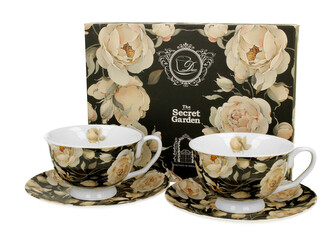 2 filiżanki royal ze spodkami ENGLISH ROSES BLACK