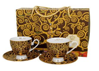 2 filiżanki ze spodkami TREE OF LIFE inspired by KLIMT - Golden Line