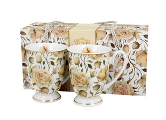 2 kubki royal ENGLISH ROSES WHITE - Golden Line