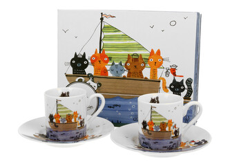 2 filiżanki espresso elegant ze spodkami Koci Świat MARYNARZE