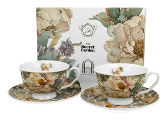 2 filiżanki royal ze spodkami PEONY WHITE