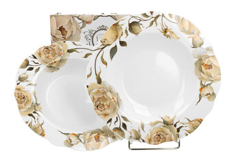 Komplet 2 talerze głębokie ENGLISH ROSES WHITE