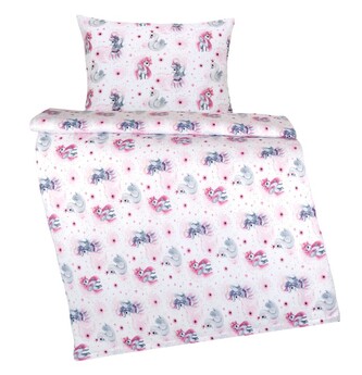 Dětské povlečení bavlna Agáta - Jednorožec růžová - 90x135, 45x60 cm