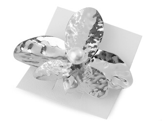 Francouzská spona do vlasů květ s perlou - 1 ks - 1 stříbrná