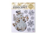 Okenní samolepky vánoční sněhulák s vločkami