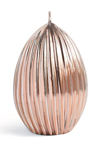 Świeca JAJKO KARBOWANE małe 6,5x8cmrose gold