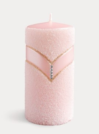 Świeca DIAMOND Walec średni 7xh14cmparafinowa różowa