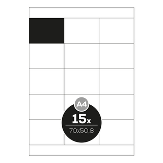 Etikety Top Stick A4/100 ks, 70x50,8 mm - 15 etiket, bílé