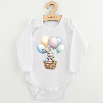 Dětské body s potiskem New Baby Králíček s balónky - velikost 80 (9-12m)