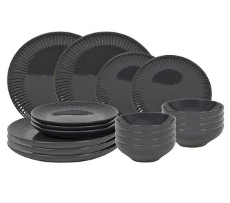 HIT Jídelní sada talířů 18 ks lesklá šedá HT-24327583