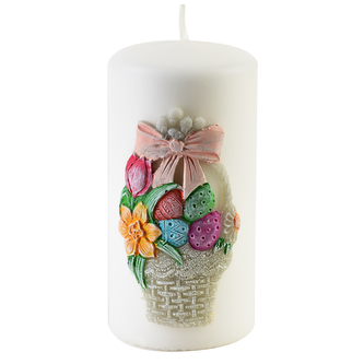 Świeca KOSZYCZEK walec średni 7x14cm biała