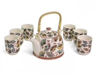 Keramická čajová souprava - Vějíře