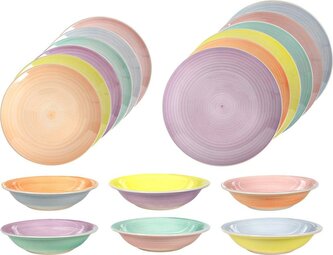 HIT Jídelní sada talířů 18 ks Tavola Colour HT-24327144