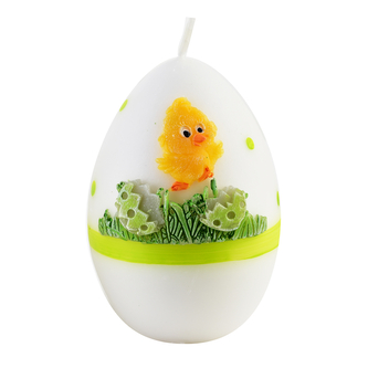 Świeca KURCZAK Jajko B 8xh11cmparafinowa zielona