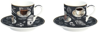 Sada dvou šálků a podšálků na espresso Barista