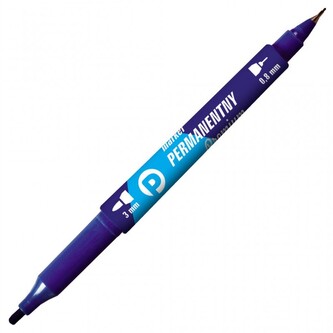 Marker permamentny premium. 2 końcówki niebieski.