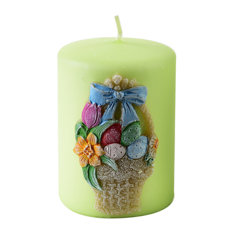 Świeca KOSZYCZEK walec mały 7x10cm zielona