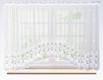 Hotová záclona žakárová, Vanda s řasící stuhou, bílá. 340 x 160 cm