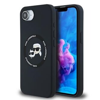Karl Lagerfeld Liquid Silicone K&CH Heads MagSafe Zadní Kryt pro iPhone SE4 Black