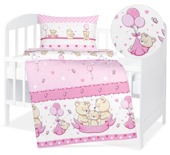 Dětské povlečení bavlna Agáta - Medvědí rodinka růžová - 90x135, 45x60 cm