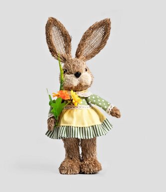 Velikonoční figurka | MELL | králík ve slaměných šatech | 38 cm | 722707