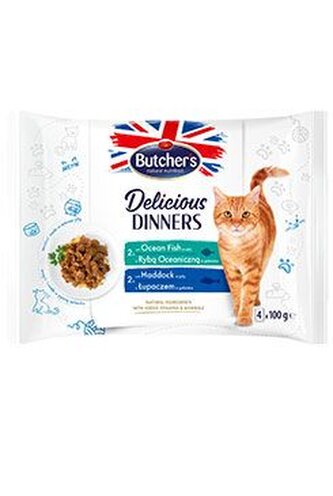 Butcher's Cat Delic.Dinners moř.ryby/treska kaps4x100g
