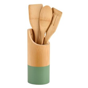 Sada bambusového kuchyňského náčiní, Ø 9 cm, 4 ks, světle hnědá/zelená KESPER 81161