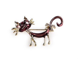 Brož kočka - 1 ks - 8 bordó