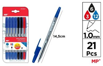 Długopis 1.0mm 21szt MIX