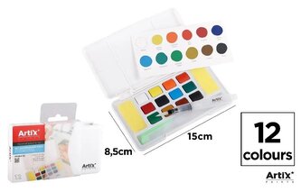 Farba akwarelowa z pędzlem wodnym 12 kolorów