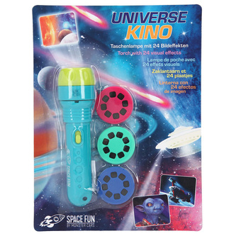 Promítací svítilna Space Fun, 3 kotouče, 24 obrázků, modrá