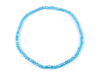 Náhrdelník pružný z broušených skleněných korálků - 1 ks - 4 modrá azuro
